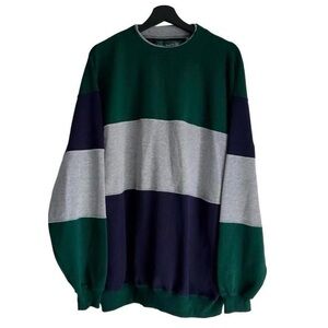 Vintage Green Navy Gray Crewneck Sweater Ralph Lauren / KORT Grunge Minimalist